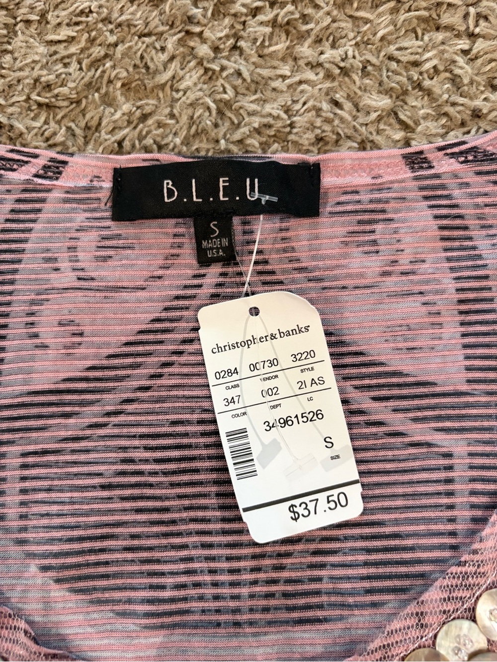 NWT Women’s B.L.E.U Women's Faux Abalone Beaded Boho Beachy Tank Top Size Small - Picture 4 of 8